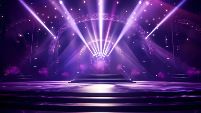 Beautiful blurred background of empty wooden stage