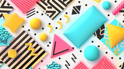 Abstract design background template with cute geometric patterns for kids