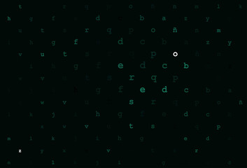 Light green vector cover with english symbols.