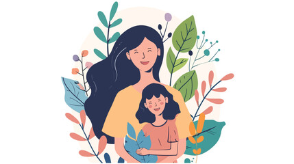 Woman with daughter avatar character Vector illustration