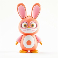 Fototapeta premium A charming toy rabbit with large eyes, set against a simple white background