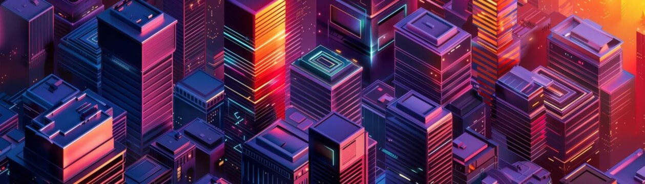 Futuristic cityscape shaped like a labyrinth, representing complex algorithms controlling urban life, twilight setting, Abstract illustrations