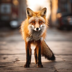 Fototapeta premium Captivating portrait of a majestic red fox