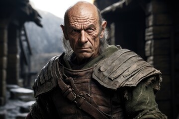 Obraz premium Rugged warrior with weathered face and intense expression