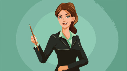 Female teacher with pointing stick Vector stylee vector