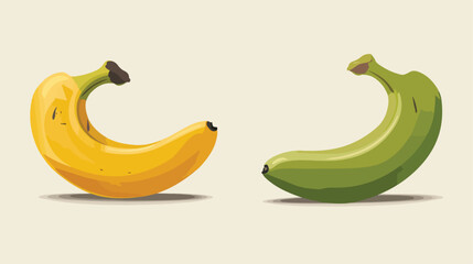 Yellow and green bananas cartoons isolated vector