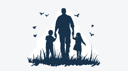 Figure man with his children icon vector illustractio