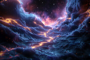 Expanding Consciousness Through the of the Universe - Cinematic Cosmic Nebula in Hypnotic Colors and Ethereal Atmosphere