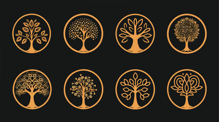 Figure stamp set of abstract tree icon vector illustration