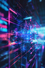 Fototapeta premium Graph, chart and hologram of stock market, financial management and investment profit tracking.