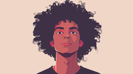 Young man with afro avatar character Vector illustration