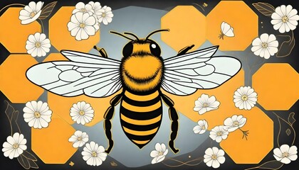 A coloful honey bee (95) - obrazy, fototapety, plakaty