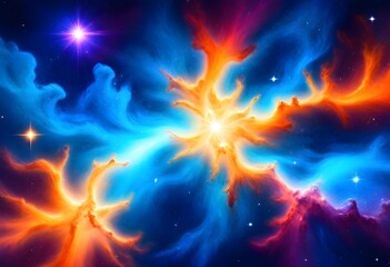 A cosmicinspired artwork featuring vibrant nebulae (16) - obrazy, fototapety, plakaty