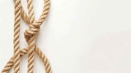 Rope on white background top view