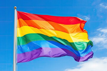 colorful pride flag waving in the wind