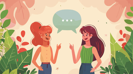 Young women with speech bubble avatar character vector