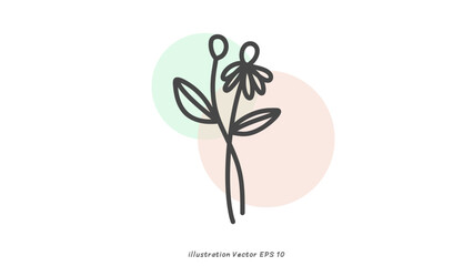 Minimalist handwritten flower leaf set isolated on white background ,Vector illustration EPS 10