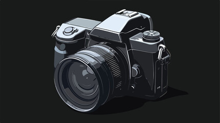 Gray camera isolated over black backgrounddd.vector Vector
