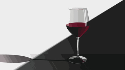 Grayscale silhouette of burgundy glass with half sh