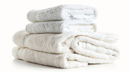 Fototapeta na wymiar Set of clean soft towels on white background