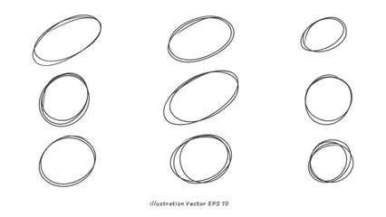 Handwritten circle symbol ,hand drawn elements , flat Modern design isolated on white background ,Vector illustration EPS 10