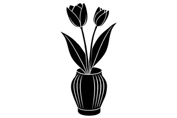 tulip-flower-on-the-vase-vector-silhouette