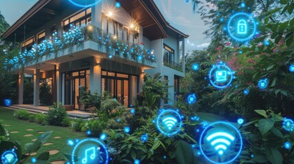 Seamless Integration of Modern Technology: Smart Home Exterior Scene