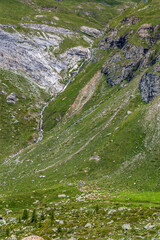 Summer trekking day in the mountains over Valtournanche