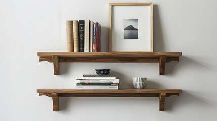 Wooden shelves with beautiful shelves.