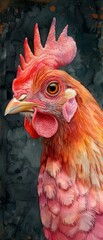 Naklejka premium A beautiful watercolor painting of a chicken, with vibrant colors and a striking composition