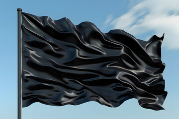 black waving flag - Powered by Adobe