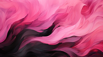 Obraz premium Contemporary Art of Pink And Black Color Wavy Brush Strokes on Canvas