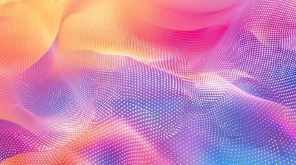 Obraz premium A background in the style of 3D render, wavy and rippled dotted surface in shiny glowing material with different colors