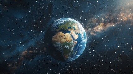 Obraz premium The earth in space, against a galaxy background with stars.