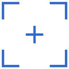 Blue Camera Focus Icon Isolated on White