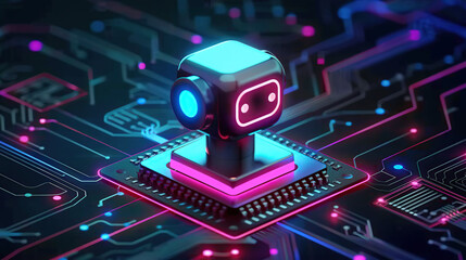 Artificial intelligence chat bot connected to computer processing unit