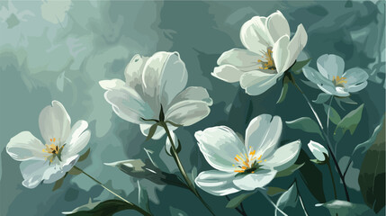 White flower painting design natural floral nature