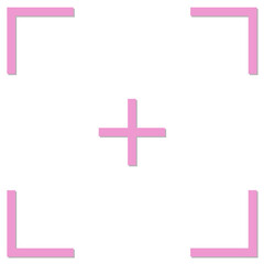 Pink Camera Focus Icon Isolated on White