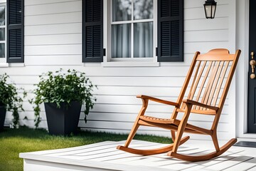 a wooden rocking chair