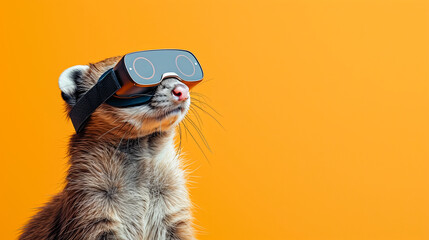 ferret with vision virtual reality sunglass solid background