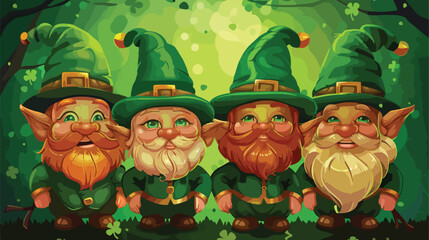 Happy style Patrick's day label with leprechauns character