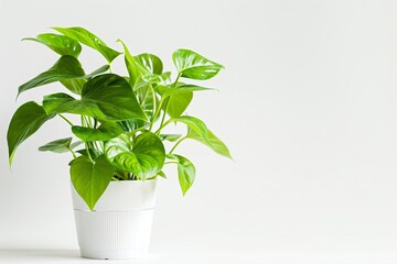 Potted houseplant in a white ceramic pot
