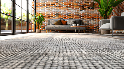 Soft carpet with brick wall pattern as background