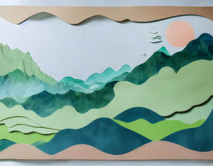 Landscape of an alien planet, view of another planet with fantastic trees on digital art concept, Generative AI.