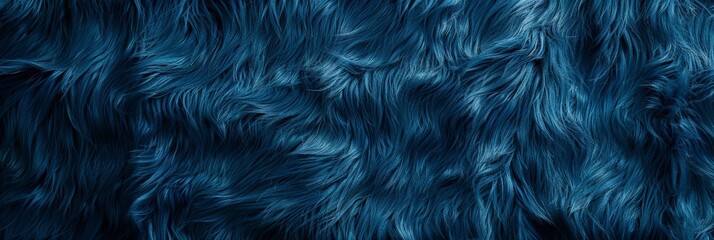 Deep Blue Furry Texture Close-up - Abstract Hairy Background with Trendy Color