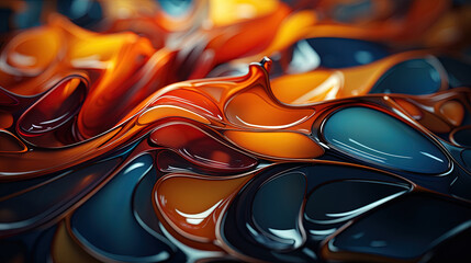 Beautiful Fluid Paint Multi Colored Abstract Design Art On Selective Focus Background