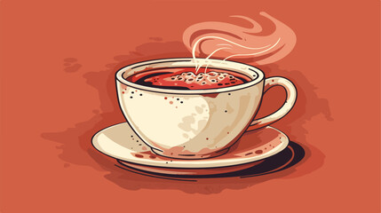 Illustration of a cup of steaming coffee I love 