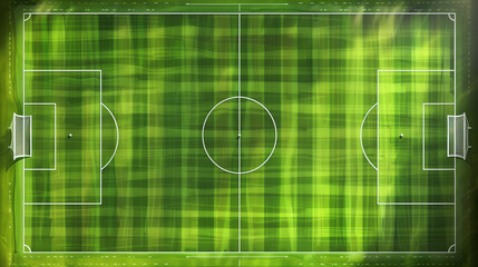 A top view of the lush green grass on an outdoor soccer field, highlighting the vibrant green color with white lines marking patterns and spaces. The neatly manicured field features crisp