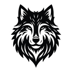 wolf head face logo vector illustration minimalist design template. also can use for t- shirt, emblem, tattoo and more