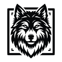 wolf head face logo vector illustration minimalist design template. also can use for t- shirt, emblem, tattoo and more
